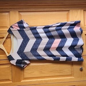 Navy and pink chevron A line dress size Medium